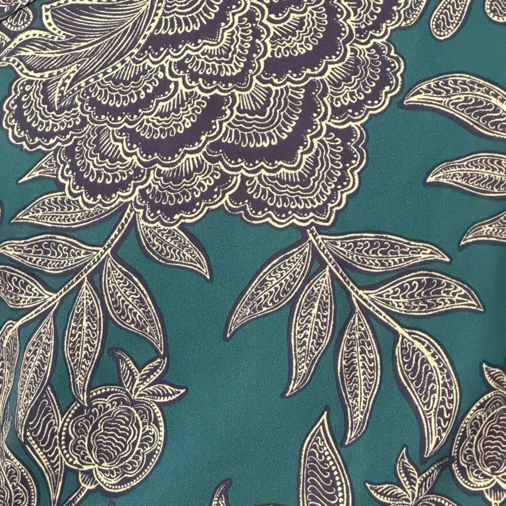 Ryegrass Teal Floral Pleated Midi Dress NWT Small - Picture 9 of 9